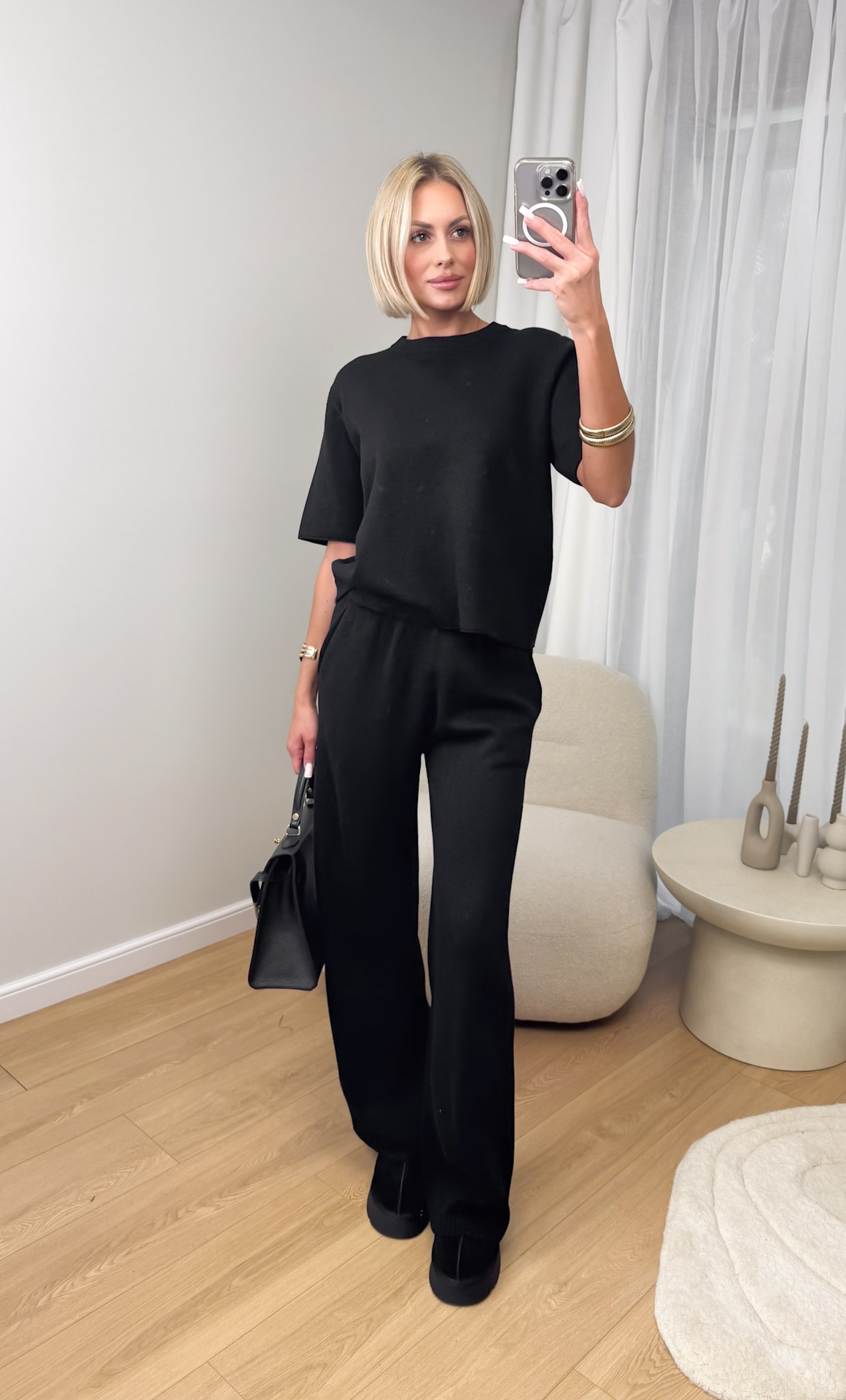 Komplet Sweterkowy Czarny Cante