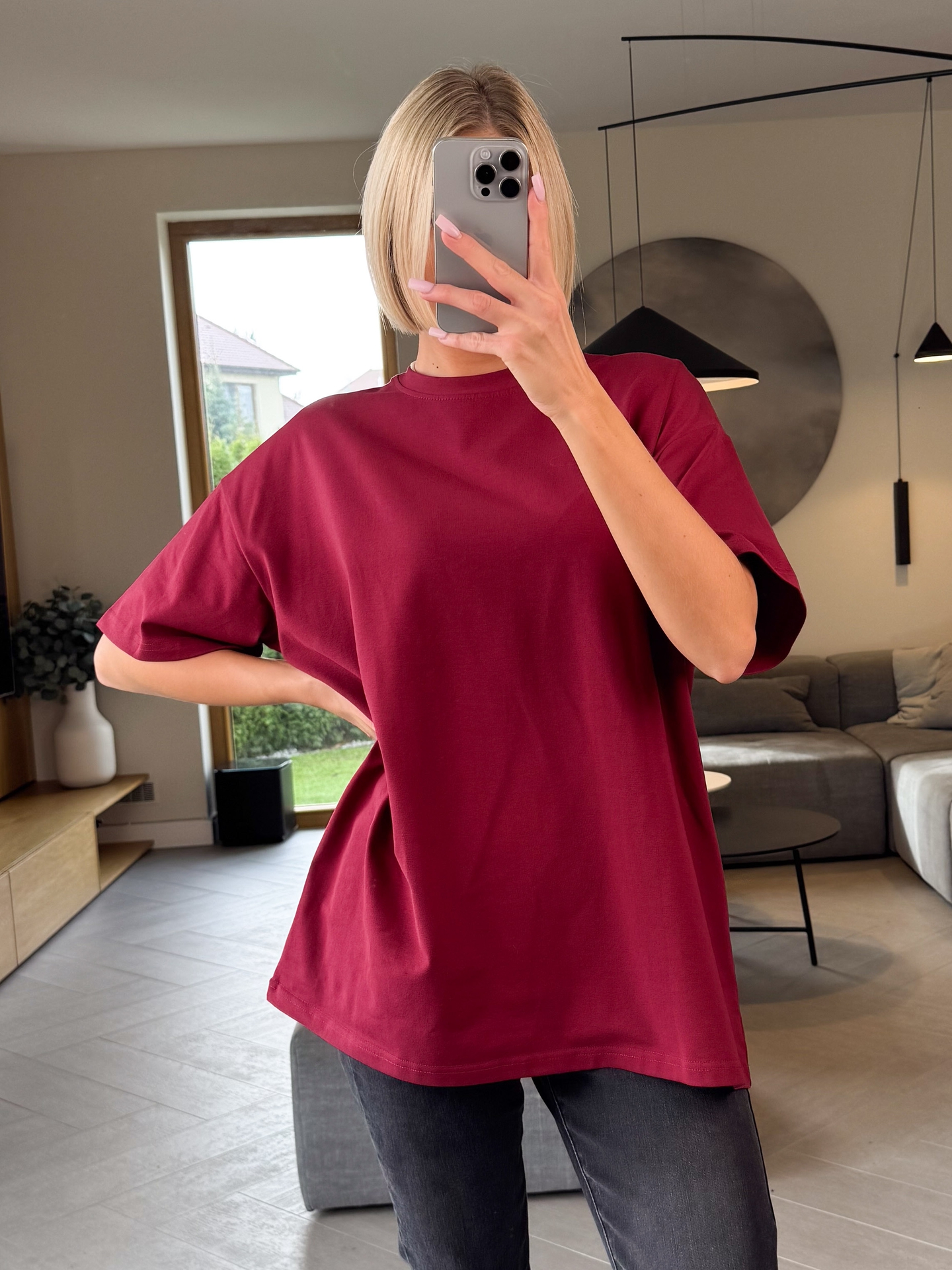 T-shirt Oversize Bordowy