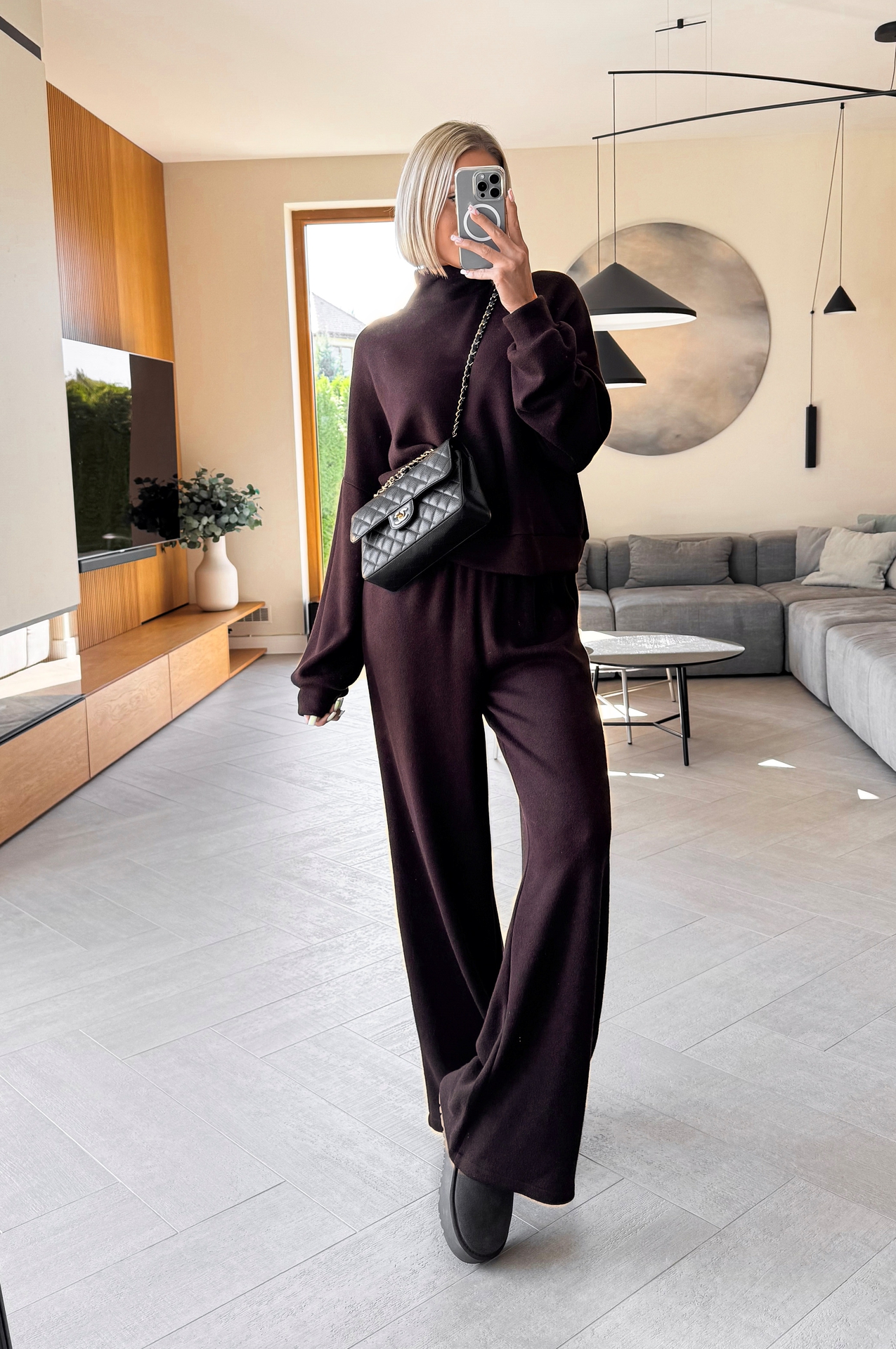 Komplet Sweterkowy Brązowy Agat