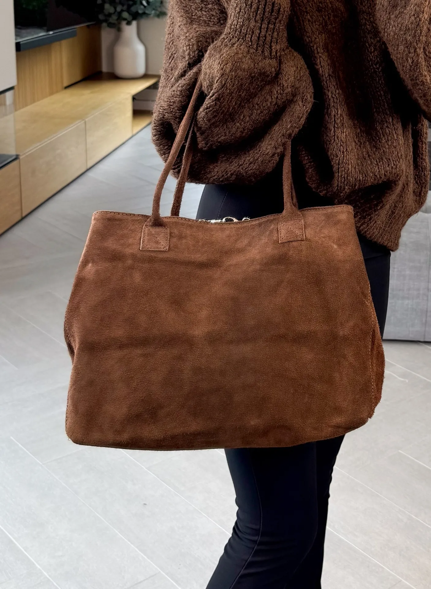 Torebka Brązowa ze Skóry Pure