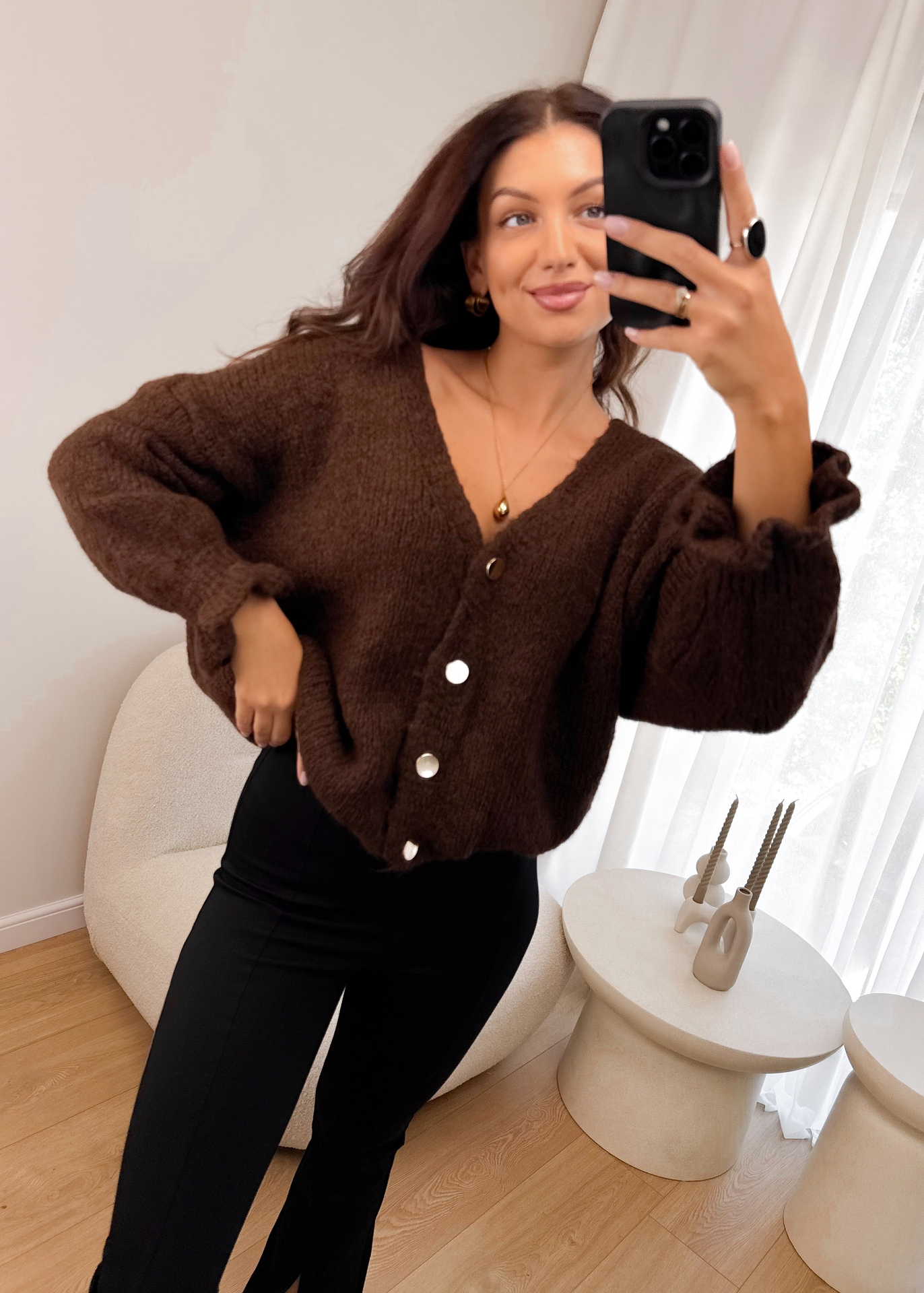 Sweter Brązowy More