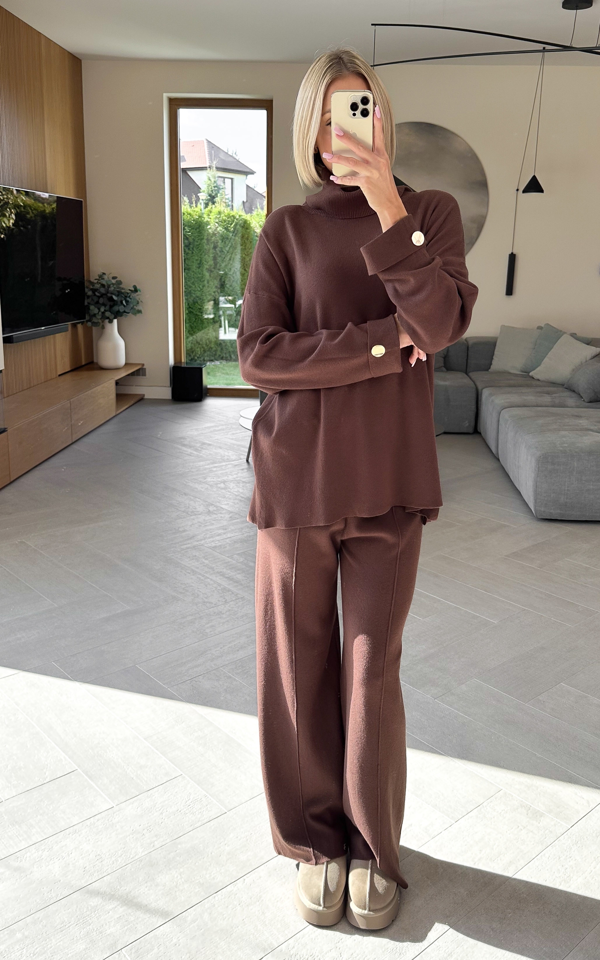 Komplet Sweterkowy Brązowy Flex