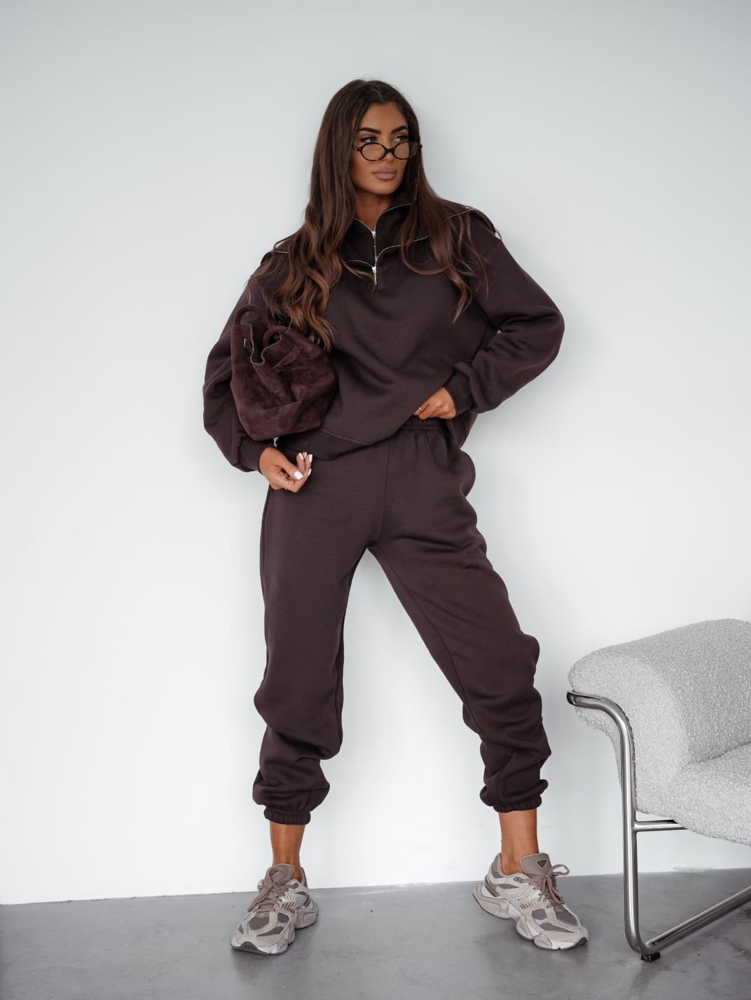 Komplet Brązowy Double Zip