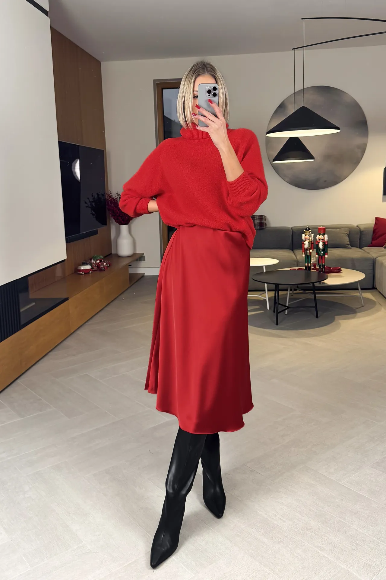 Spódnica Satynowa Czerwona