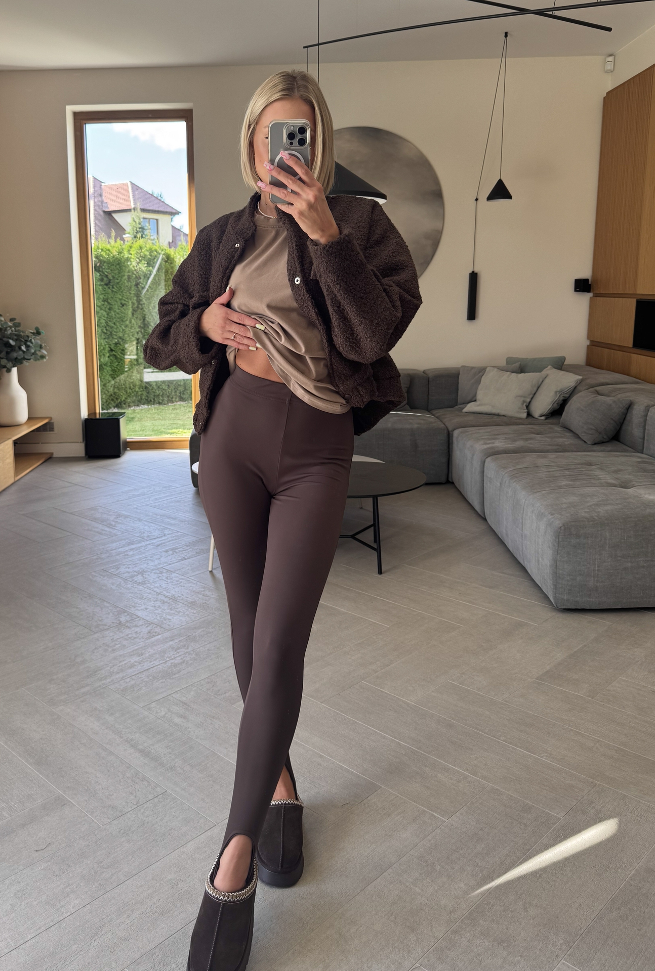 Legginsy z Zapiętką Brązowe Lara