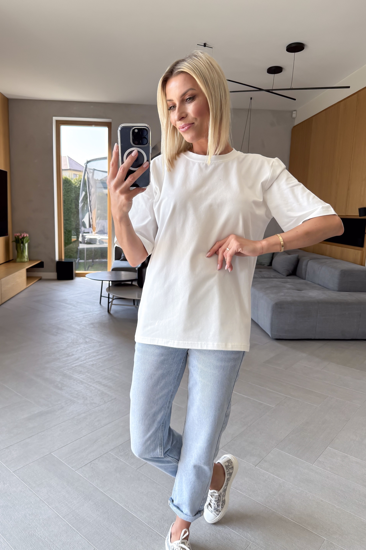 T-shirt Kremowy Casual