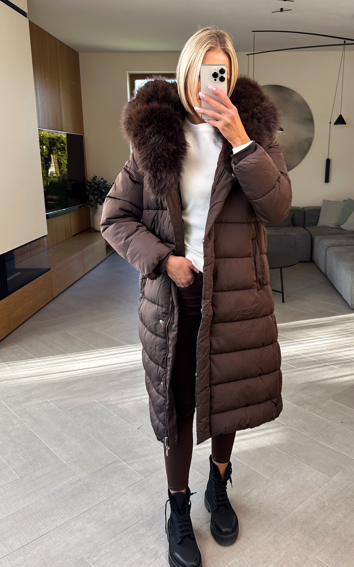 Kurtka Zimowa Brązowa Flam