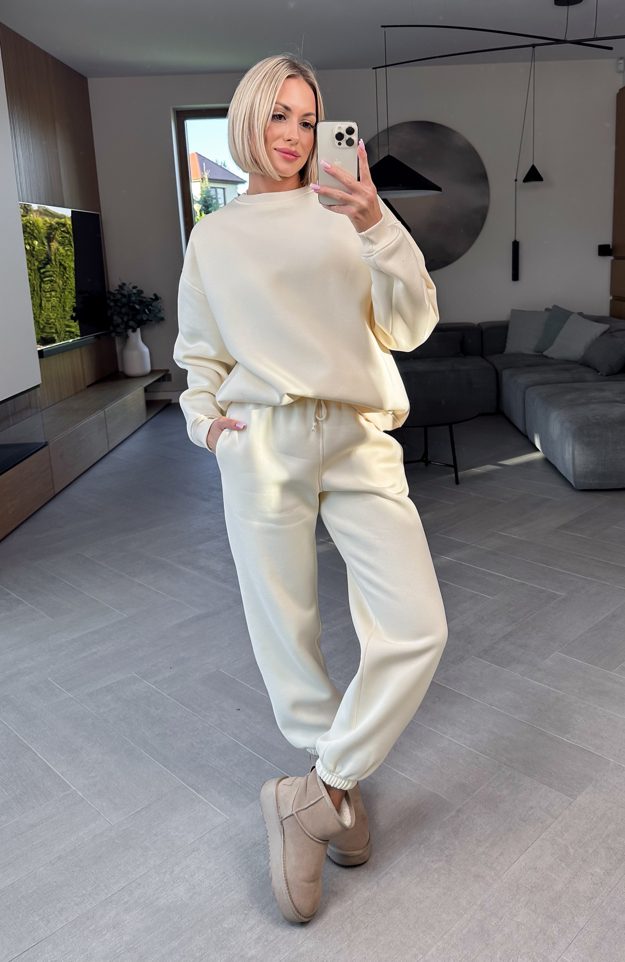 Komplet Kremowy Ocieplany Baggy