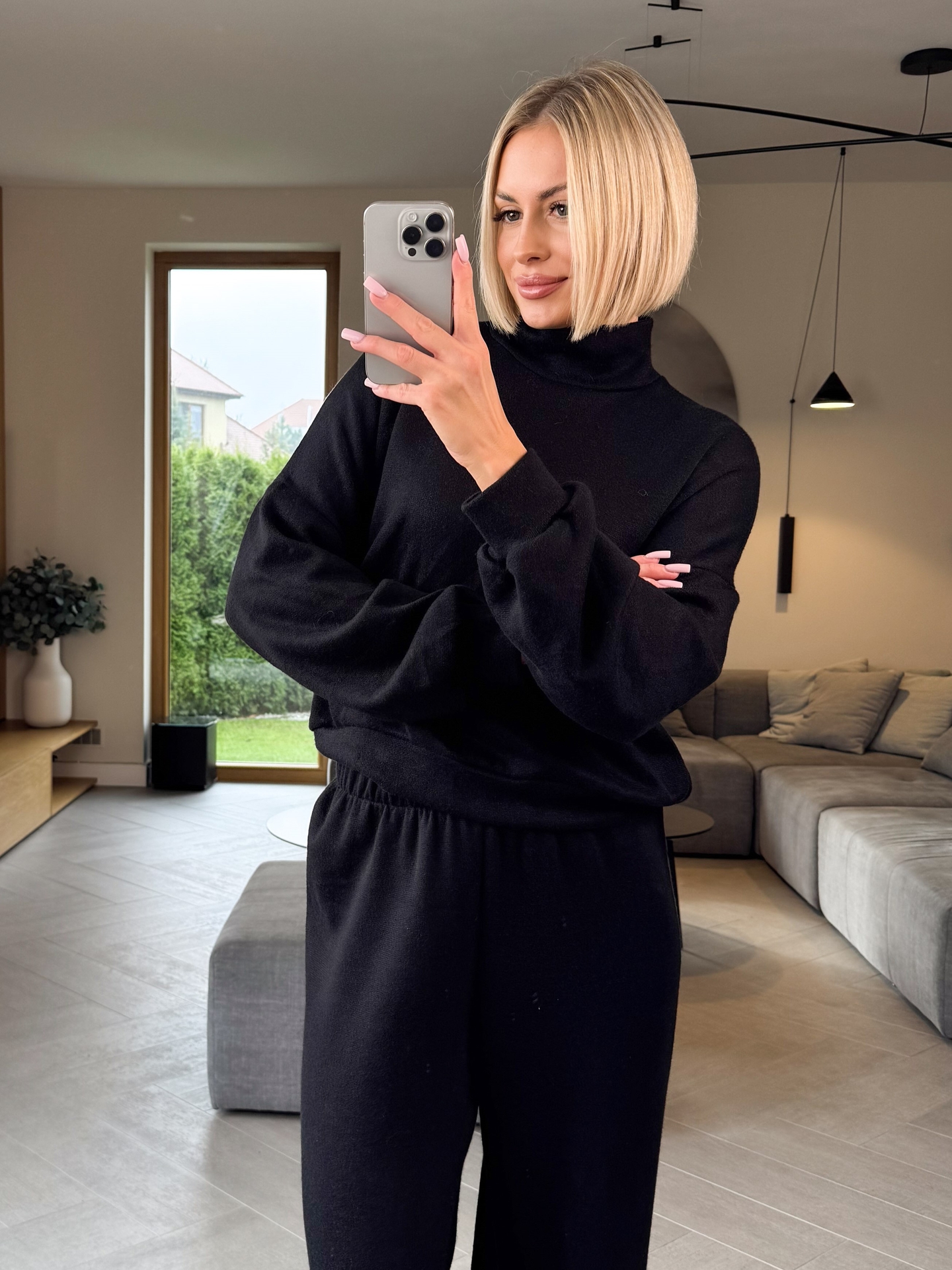 Komplet Sweterkowy Czarny Agat