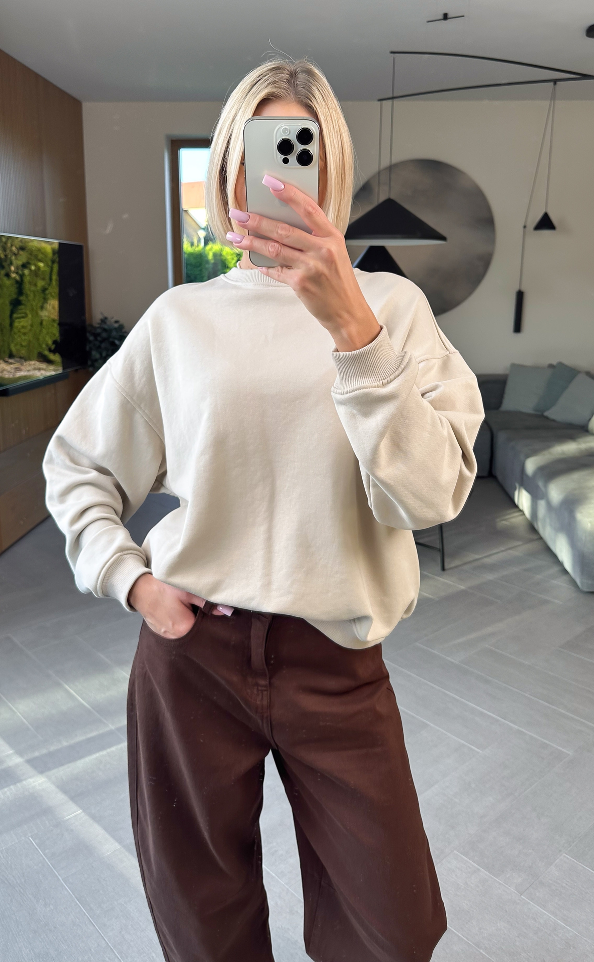 Bluza Nieocieplana Beżowa Boxy