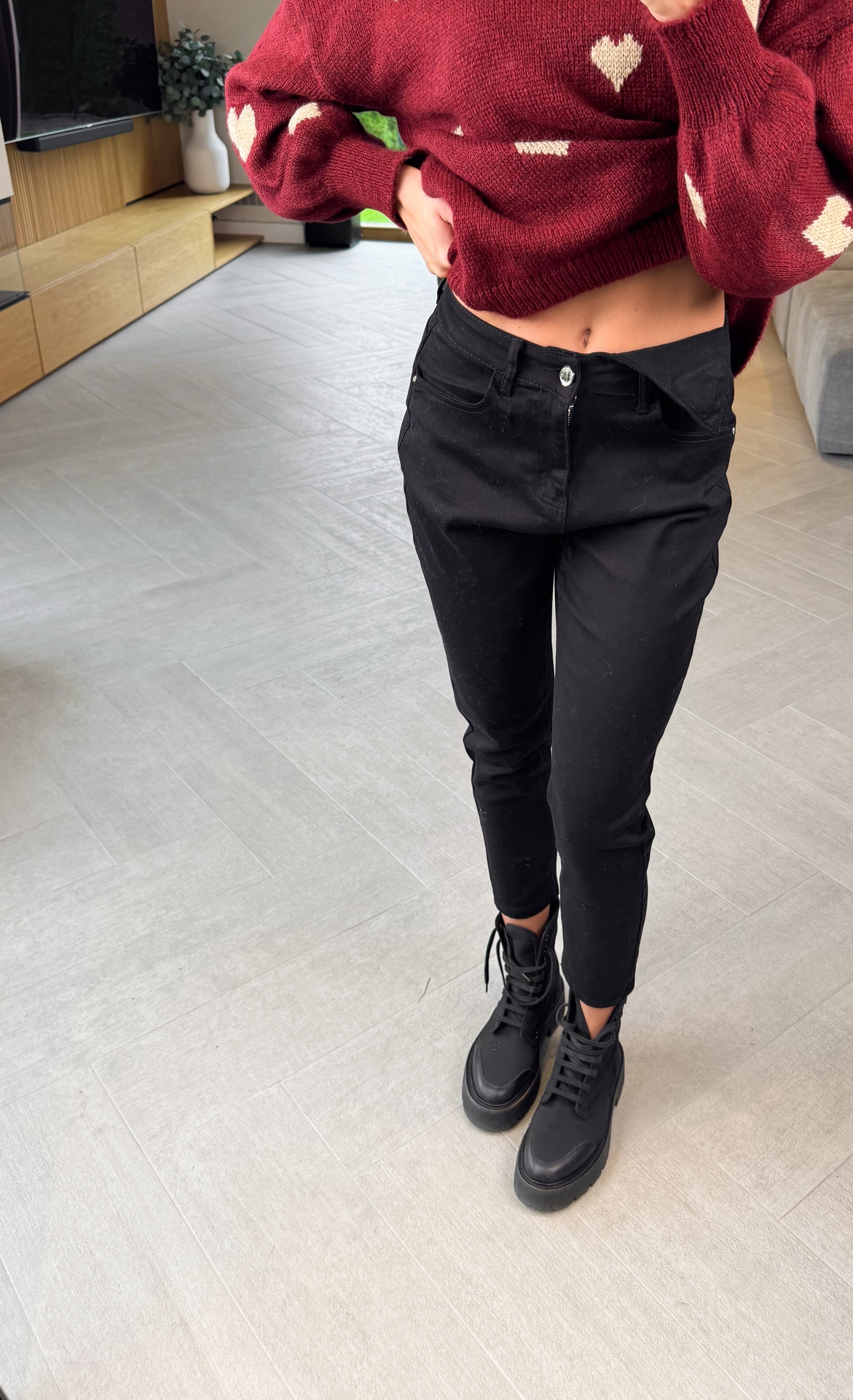 Spodnie Czarne Mom Fit