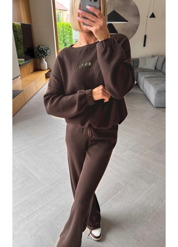 Komplet Sweterkowy Brązowy Central