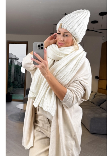 Komplet Czapka i Szalik Kremowy Harmony