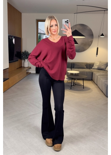 Sweter Bordowy Pull V
