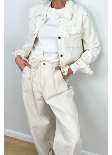 Kurtka Jeansowa Kremowa Limi