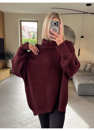 Sweter Bordowy Maxi