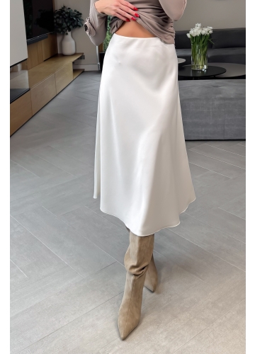 Spódnica Satynowa Kremowa