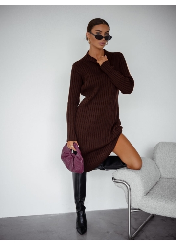 Sukienka Sweterkowa Brązowa Nella