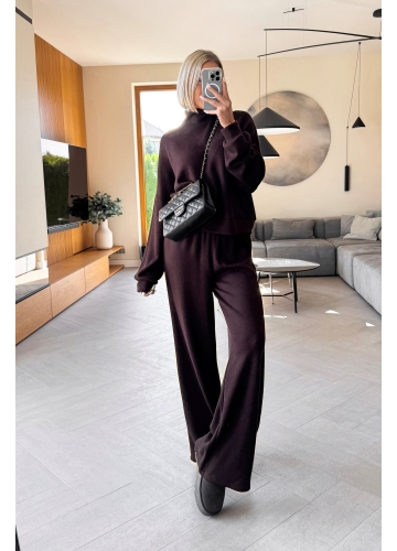 Komplet Sweterkowy Brązowy Agat