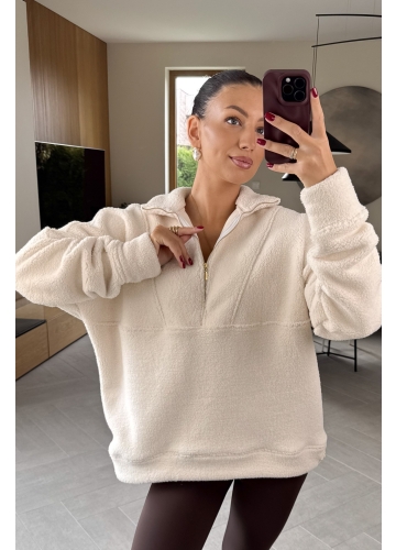 Bluza Baranek Beżowa Zip