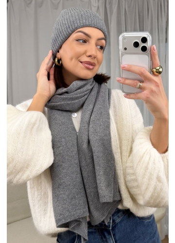 Komplet Czapka i Szalik Szary Rima
