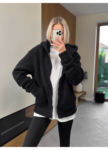 Bluza Baranek Hoodie Czarna Zip