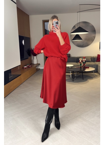 Spódnica Satynowa Czerwona