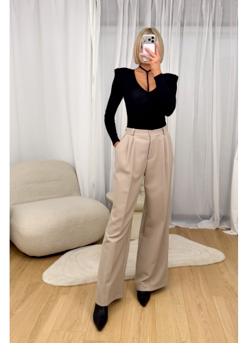 Spodnie Beżowe Palazzo