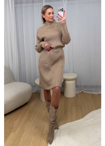 Sukienka Sweterkowa Beżowa Nella