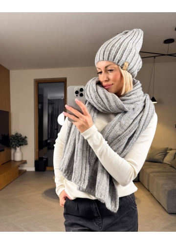 Komplet Czapka i Szalik Szary Harmony