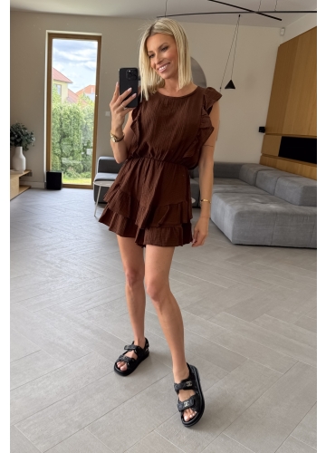Kombinezon Muślinowy Brązowy Frill