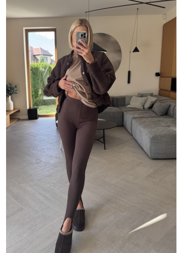 Legginsy z Zapiętką Brązowe Lara