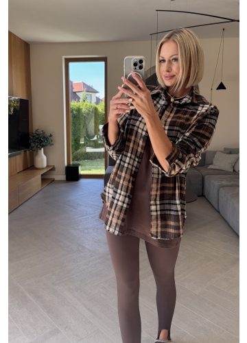 Koszula w Kratkę Brązowa Lucky