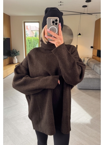 Sweter Brązowy Maxi