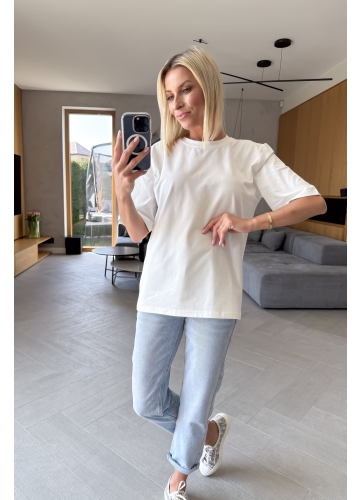T-shirt Kremowy Casual