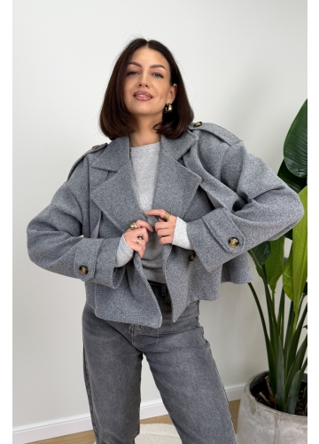 Krótka Marynarka Grafitowa Melma