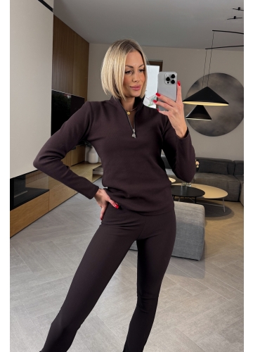 Bluzka Prążkowana Brązowa Selia