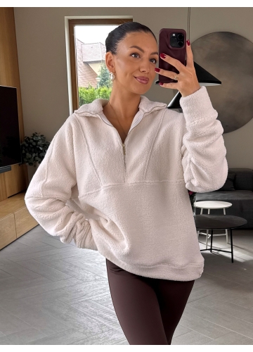 Bluza Baranek Kremowa Zip