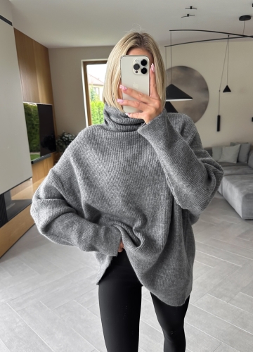 Sweter Grafitowy Maxi