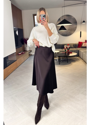 Spódnica Satynowa Brązowa 1