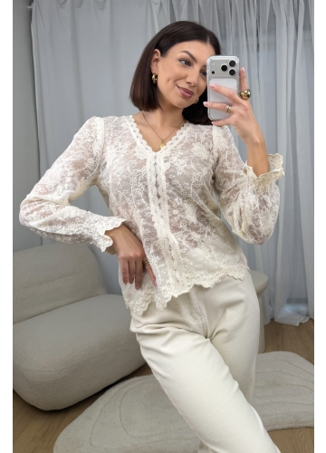 Bluzka Koronkowa Kremowa Kilky