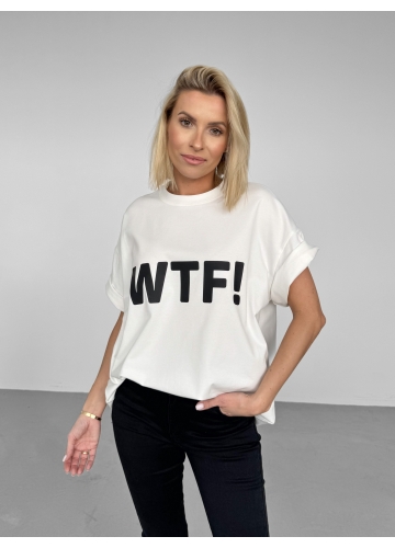 T-shirt Print WTF Cream