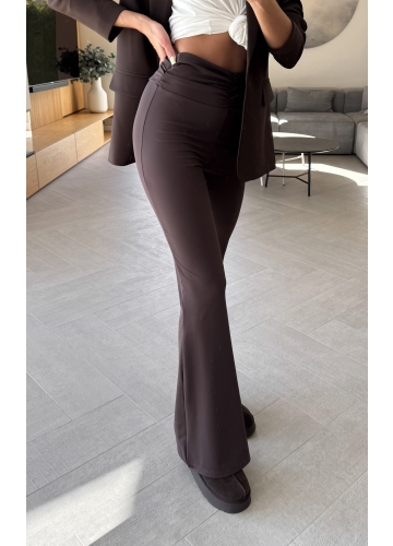 Legginsy Brązowe Flare