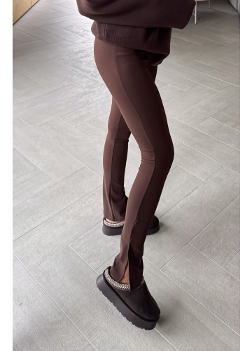 Legginsy z Rozcięciem Brązowe Stil