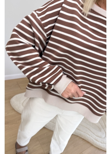 Bluza w Paski Brązowa Medium