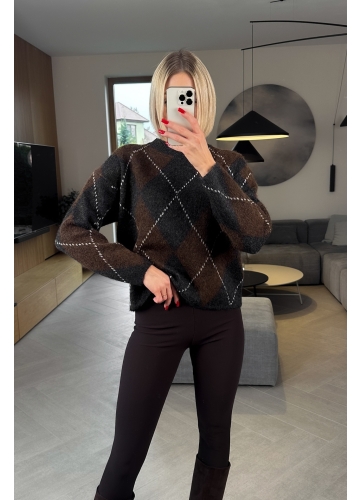 Sweter w Romby Brązowy