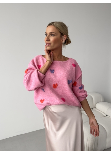 Sweter Hearts Pink