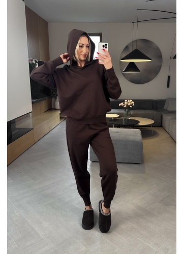 Komplet Sweterkowy Brązowy Teal