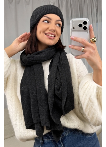 Komplet Czapka i Szalik Grafitowy Rima