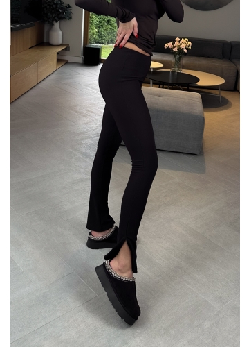 Legginsy z Rozcięciem Czekoladowe Stil